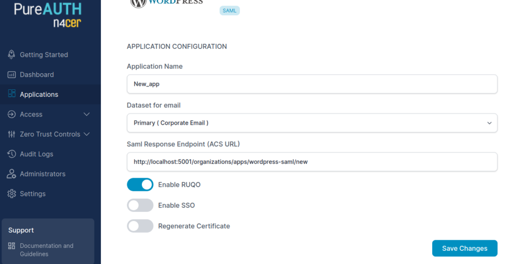 Edit Application to Enable RUQO